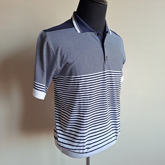 NEW Impulso Italian 100% Cotton Striped Blue Polo Shirt Size S - Picture 3 of 14